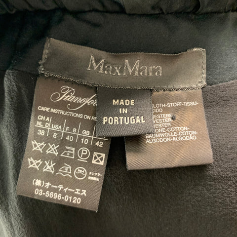 MAX MARA Talla 8 Chaleco frontal abierto fruncido de poliéster y algodón negro