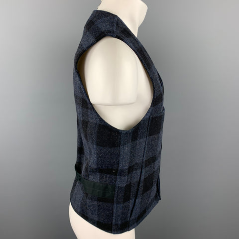 RRL by RALPH LAUREN Chaleco con botones de lana a cuadros azul marino talla M