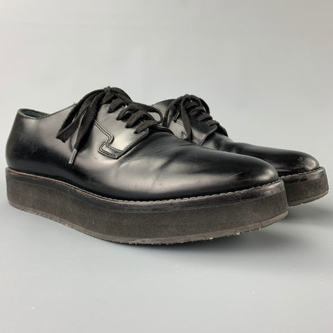 MARNI Size 11 Black Leather Cap Toe Lace Up Shoes