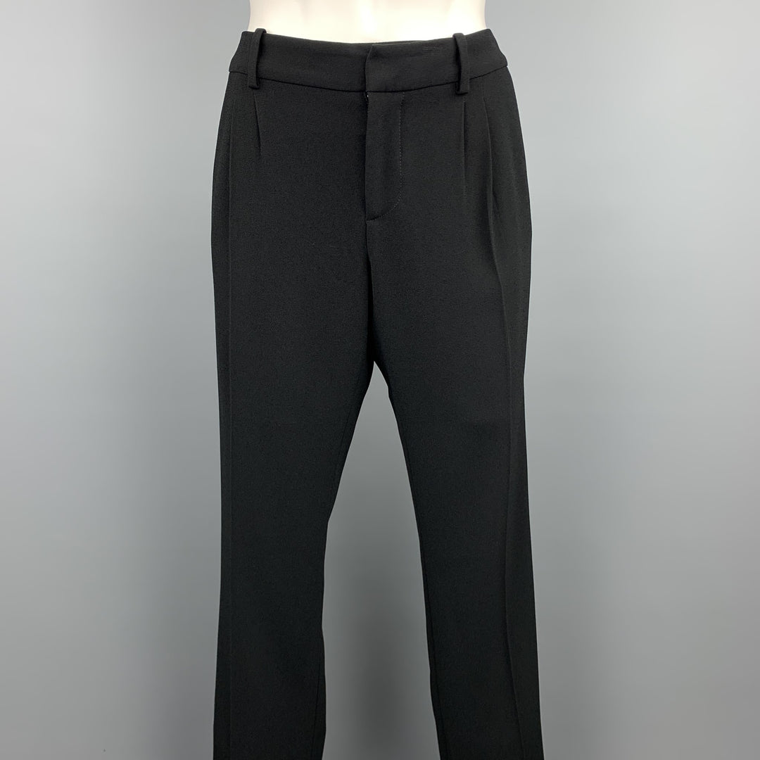 BALENCIAGA Pantalón de vestir plisado de mezcla de triacetato negro talla L