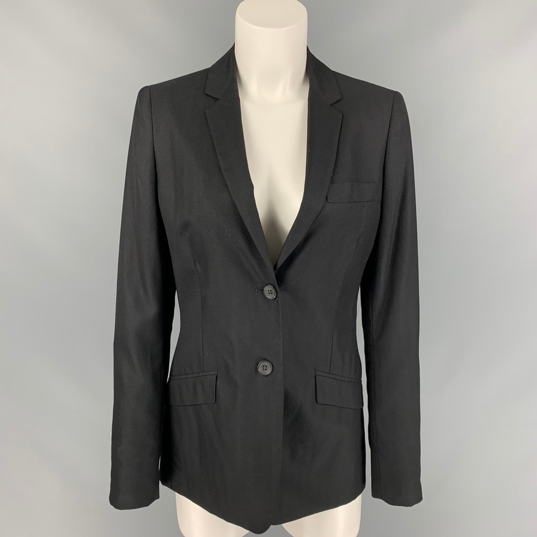 CALVIN KLEIN COLLECTION Size 6 Black Cashmere / Silk Jacke Blazer