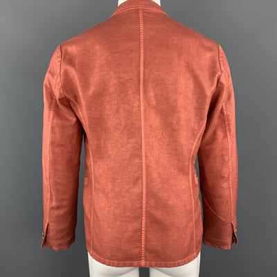 JUST CAVALLI Washed Brick Red Cotton / Linen Notch Lapel Sport Coat