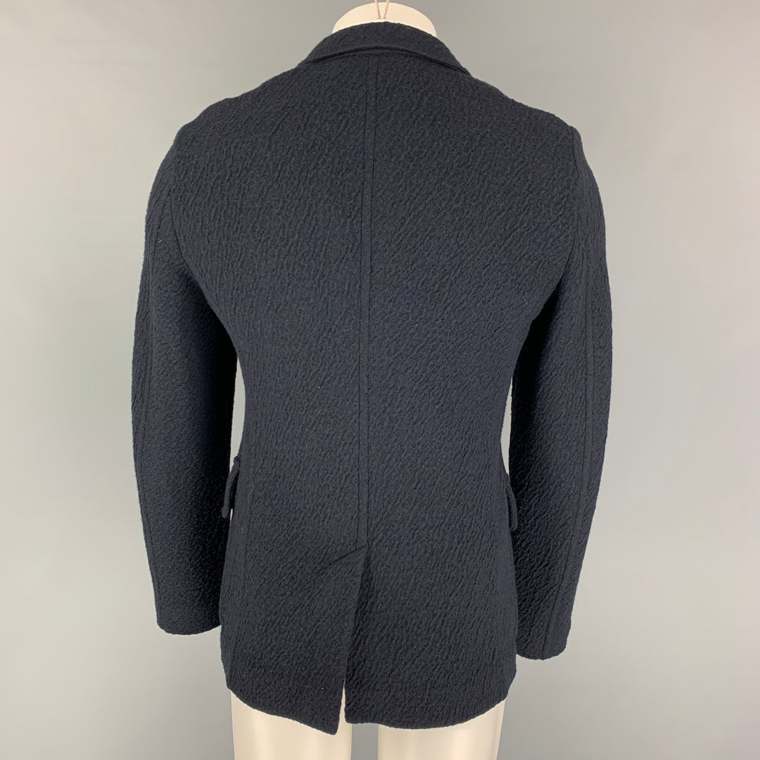 GIORGIO ARMANI Size 38 Navy Textured Wool Blend Notch Lapel Sport Coat