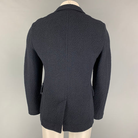 GIORGIO ARMANI Size 38 Navy Textured Wool Blend Notch Lapel Sport Coat