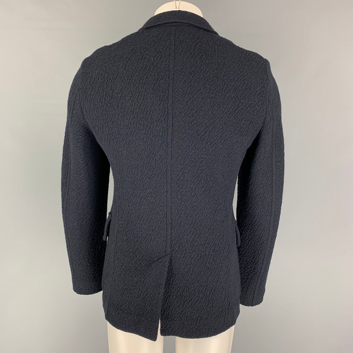 GIORGIO ARMANI Size 38 Navy Textured Wool Blend Notch Lapel Sport Coat