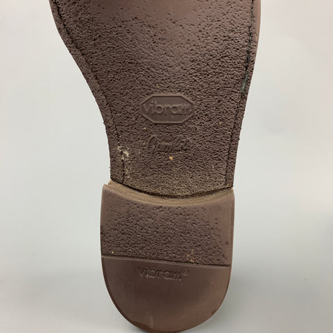 BONTONI Size 10.5 Brown Perforated Suede Cap Toe Lace Up Shoes