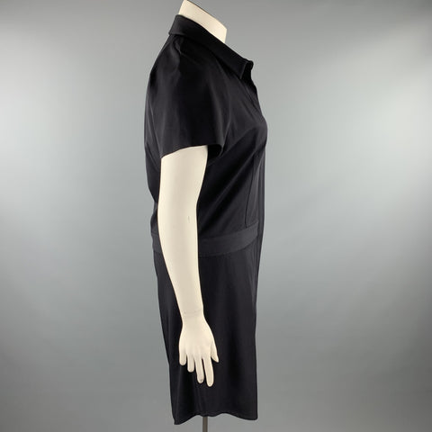 REED KRAKOFF Size 12 Navy Virgin Wool Shirt Dress