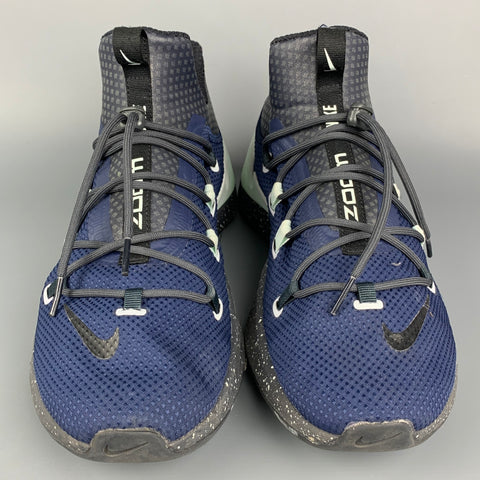 NIKE Zoom Size 12 Navy & Grey Charcoal Mixed Fabrics Mesh Slip On Sneakers