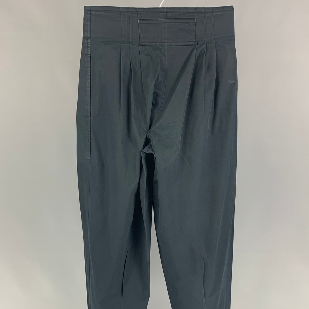 Vintage KANSAI MEN 2 Size 26 Black Pleated Cotton High Waisted Casual Pants