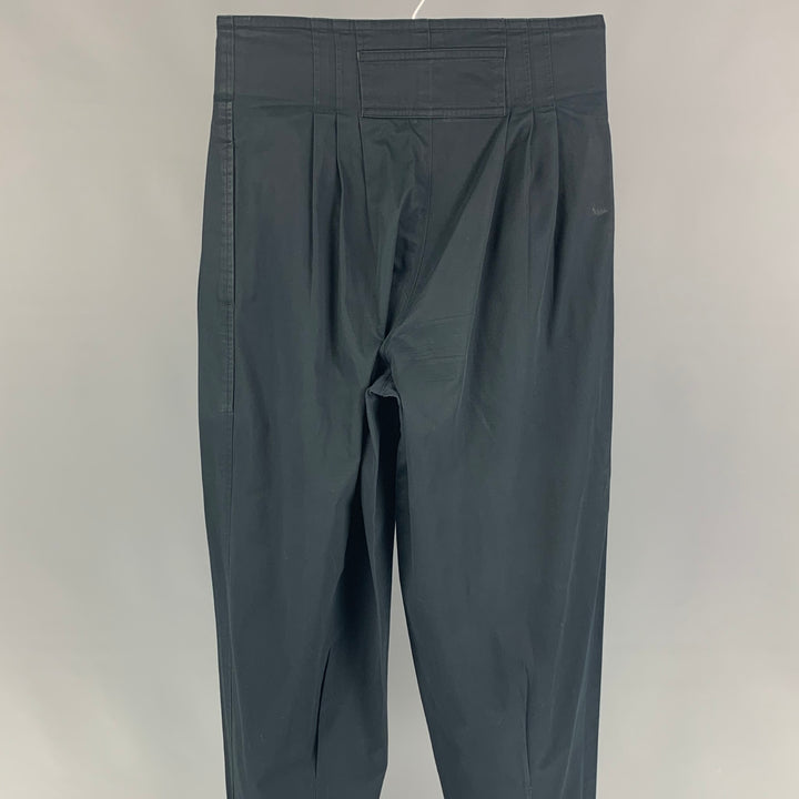 Vintage KANSAI MEN 2 Tamaño 26 Negro Plisado Algodón Pantalones Casuales de Cintura Alta