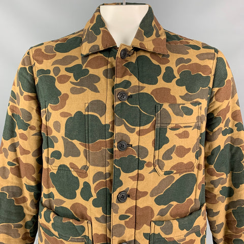 BURBERRY PRORSUM Size 44 Green Camel Camo Cotton Worker Jacket