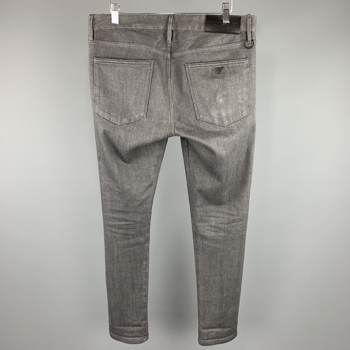 EMPORIO ARMANI Size 32 x 32 Charcoal Cotton Zip Fly Jeans
