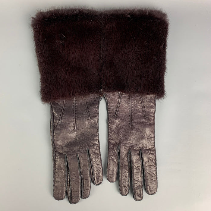 BURBERRY PRORSUM Size 8 Brown Mink Kidskin Leather Gloves