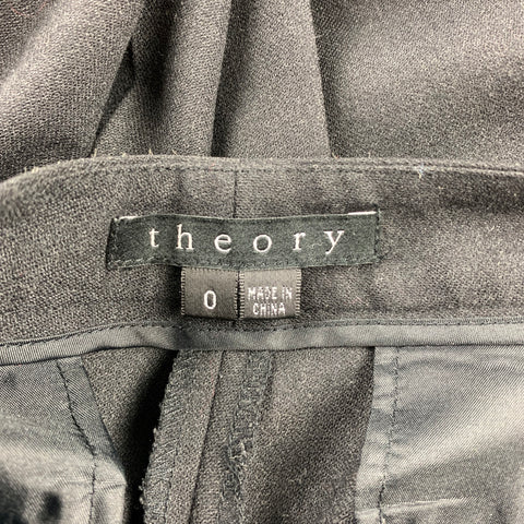 THEORY Size 0 Charcoal Wool / Spandex Straight Leg Dress Pants