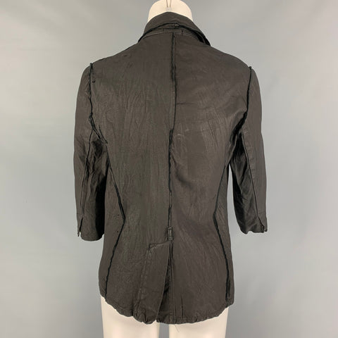 HAZEL BROWN Size M Grey Distressed Open Front Jacket
