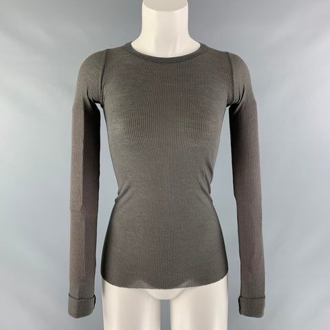 DARK SHADOW Camiseta acanalada de seda y viscosa verde oliva Talla 4