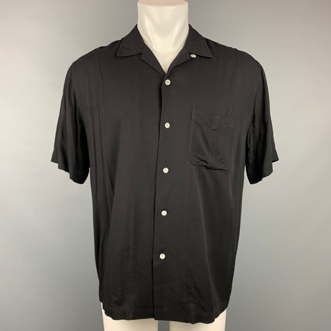 RAG & BONE Size M Black Viscose Camp Short Sleeve Shirt