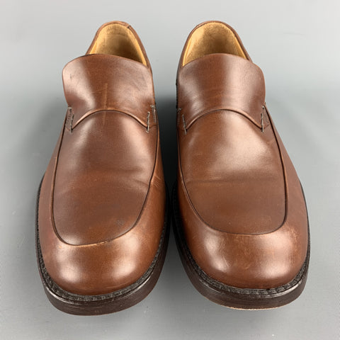 CALVIN KLEIN Size 8 Cognac Solid Leather Slip On Loafers
