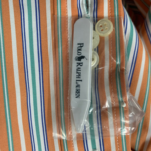 POLO by RALPH LAUREN Size S Orange & Green Stripe Cotton Long Sleeve Shirt