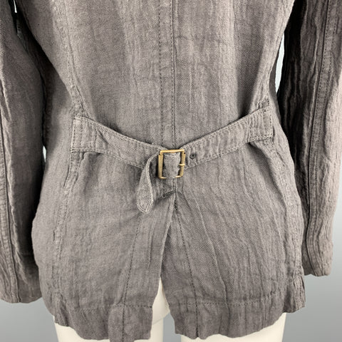 PAS de CALAIS Size 4 Grey Linen Layered Lapel Blazer