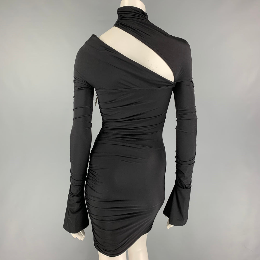 MUGLER Size 2 Black Polyamide Ruched Cut-Out Long Sleeve Dress – Sui  Generis Designer Consignment