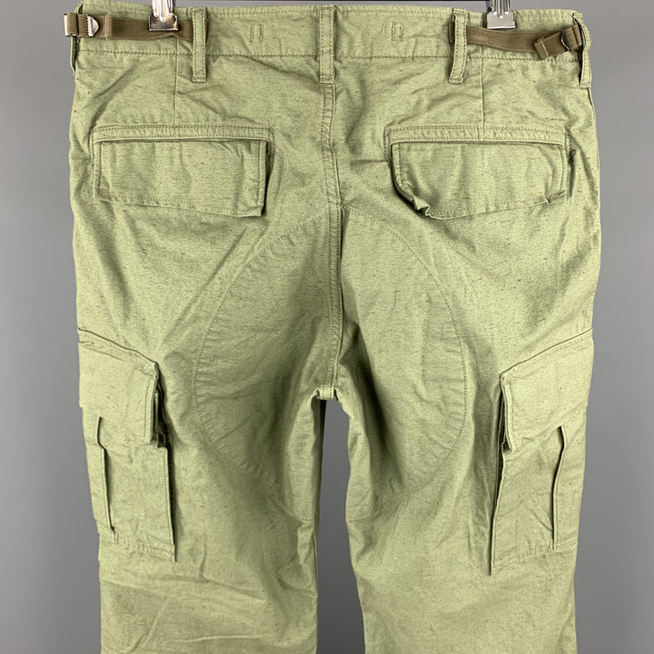 JOURNAL STANDARD Size L Olive Solid Cotton Cargo Casual Pants