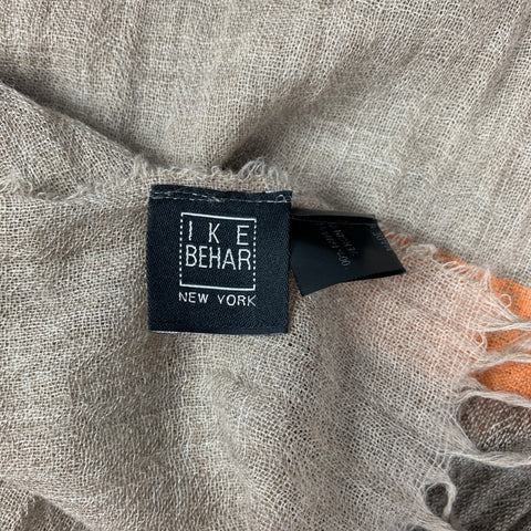IKE BEHAR Brown & Taupe Stripe Virgin Wool Scarf