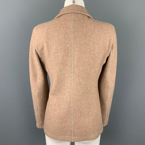 GIORGIO ARMANI Talla 0 Chaqueta abotonada con solapa de muesca en mezcla de cachemir texturizada color topo