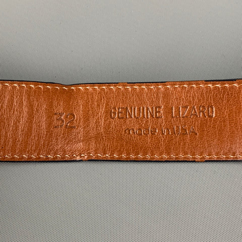PAT AREIAS Waist Size 32 Navy Textured Lizard Leather Belt Strap