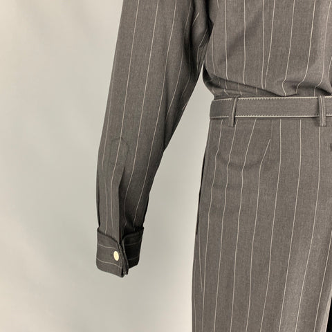 Vintage JEAN PAUL GAULTIER Size M Charcoal White Chalkstripe Virgin Wool Suit