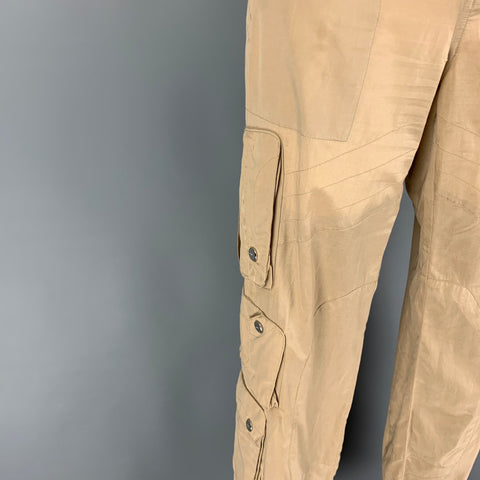 RALPH LAUREN Black Label Size 6 Beige Silk Cotton Shiny Cargo Casual Pants