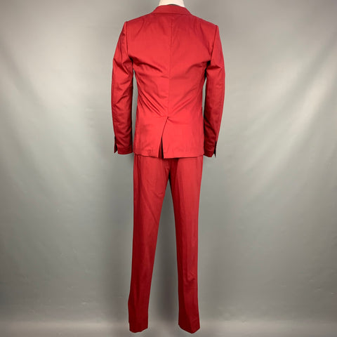 DOLCE & GABBANA Size 40 Regular Red Wool / Silk Double Breasted 3 Piece Suit
