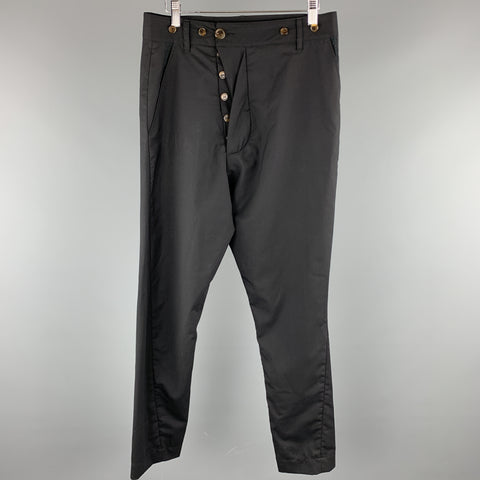 VIVIENNE WESTWOOD Taille 28 x 31 Pantalon décontracté en laine Lana unie noire