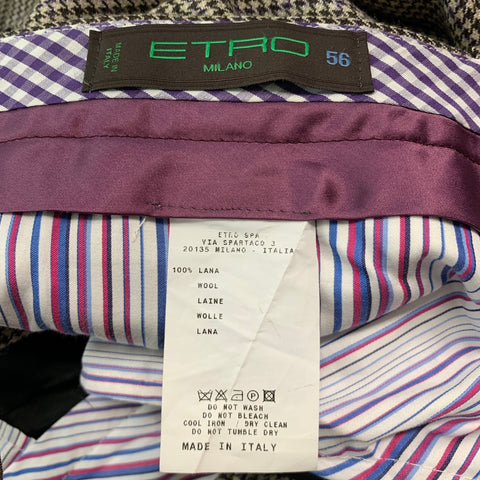 ETRO Size 36 Brown Oatmeal Houndstooth Wool Zip Fly Dress Pants