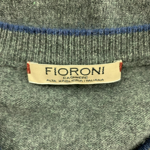 FIORONI Jersey con cuello en V de cachemira gris jaspeado talla M
