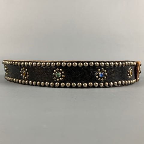 NOT LISTED Black Studded Leather Belt Strap