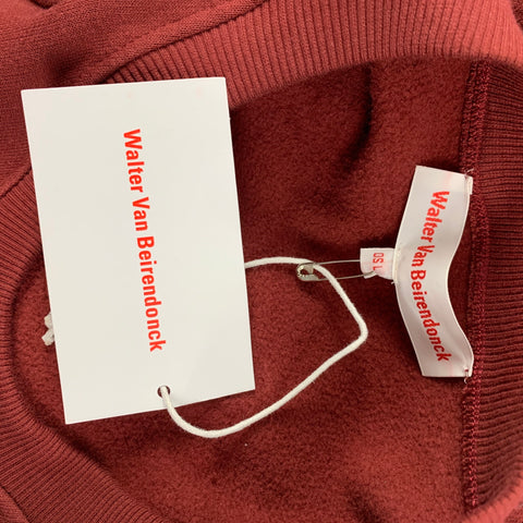 WALTER VAN BEIRENDONCK FW 21 W:A.R. Walter About Rights Size L Burgundy Cotton Bear Sweatshirt