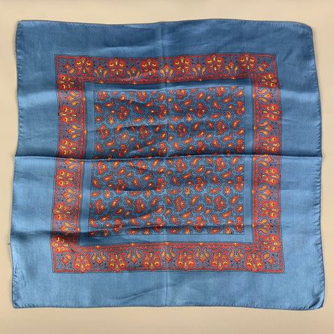 BROOKS BROTHERS Navy Red Paisley Silk Pocket Square