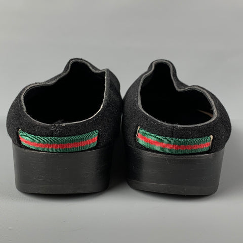 GUCCI Size 12 Black Fabric Slip On Loafers
