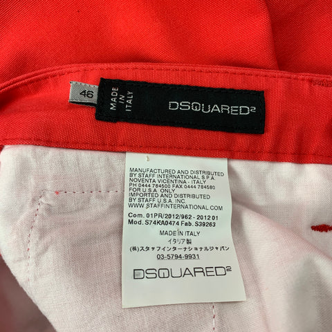 DSQUARED2 Size 30 Red Cotton Button Fly Casual Pants