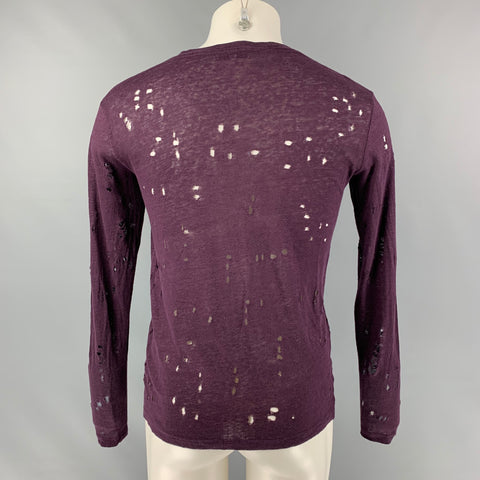 IRO Marvina  Size S Purple Distressed Linen Long Sleeve T-shirt