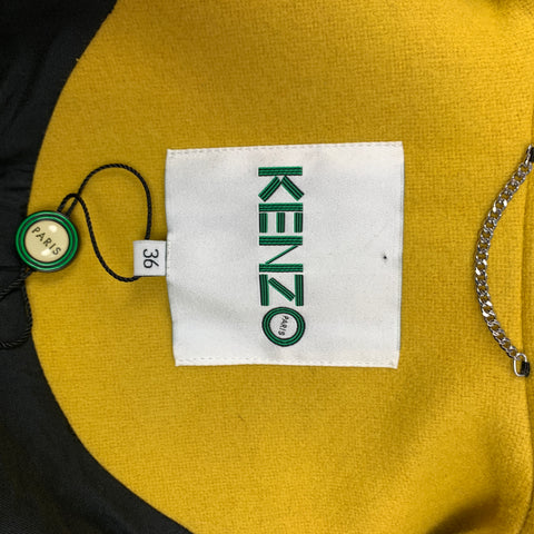KENZO Taille 4 Manteau croisé en laine mélangée jaune à revers cranté