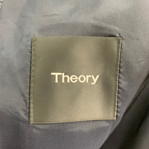 THEORY Size 38 Navy Blue Woven Virgin Wool Single Button Sport Coat