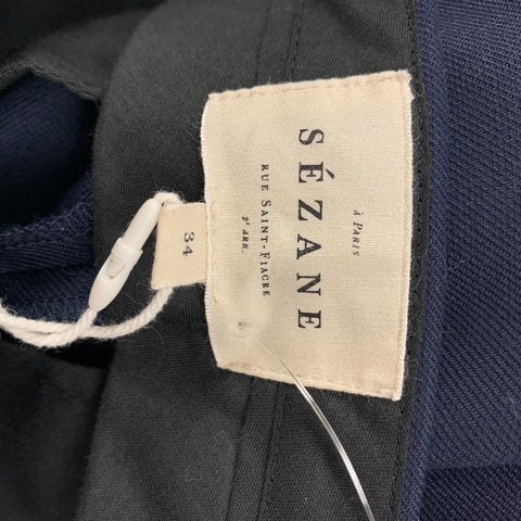 SEZANE Size 2 Navy Polyester Blend High Waisted Dress Pants