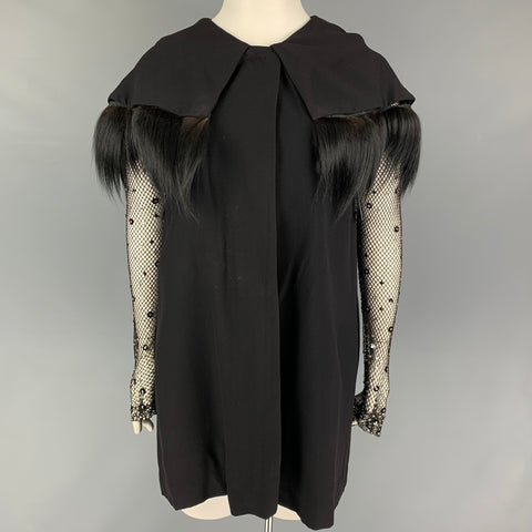 Vintage LILLI DIAMOND Size M Black Mixed Fabrics Fur Coat