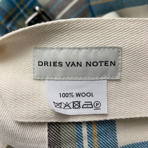 DRIES VAN NOTEN Size One Size Blue Grey Plaid Kilt Skirt