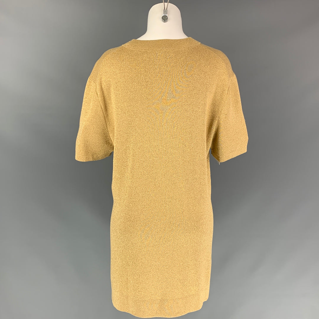 NEIL BARRETT Size M Gold Gold Metallic Polyester Blend Long Pullover