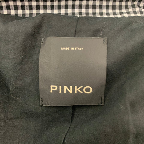 PINKO Size 6 Black & White Gingham Cotton Asymmetrical Jacket
