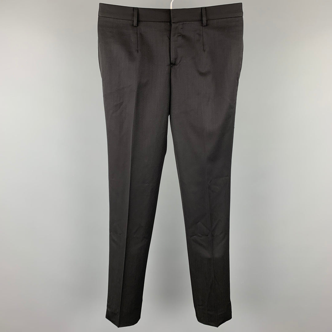 BURBERRY Taille 31 Pantalon de costume de smoking en laine noire