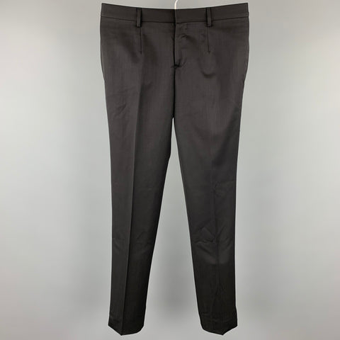 BURBERRY Size 31 Black Wool Tuxedo Dress Pants